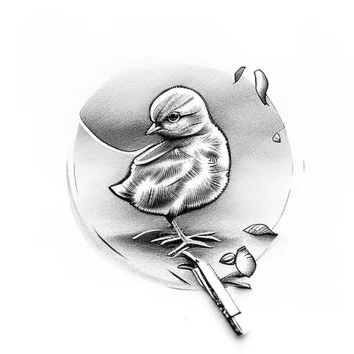 little chick with the word " Khoai Tay 11/11" tattoo design idea