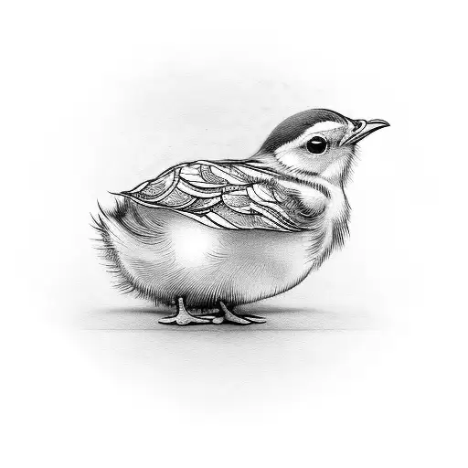 little chick with potato tattoo design idea