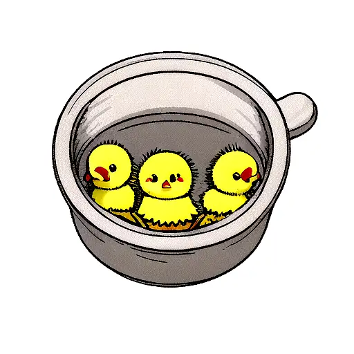 little chick with potato tattoo design idea