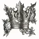 Incorporate Kendrick Lamar's iconic crown logo into a music-themed sleeve tattoo tattoo design idea