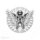 angel, crows, growing, progressing, skeleton tattoo design idea