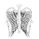 angel wings, crows, growing, progressing, skeleton tattoo design idea