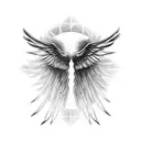 angel wings, crows, growing, progressing, skeleton tattoo design idea