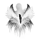 angel wings, crows, growing, progressing, skeleton tattoo design idea