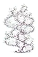 tree with DNA double helix intertwined tattoo design idea