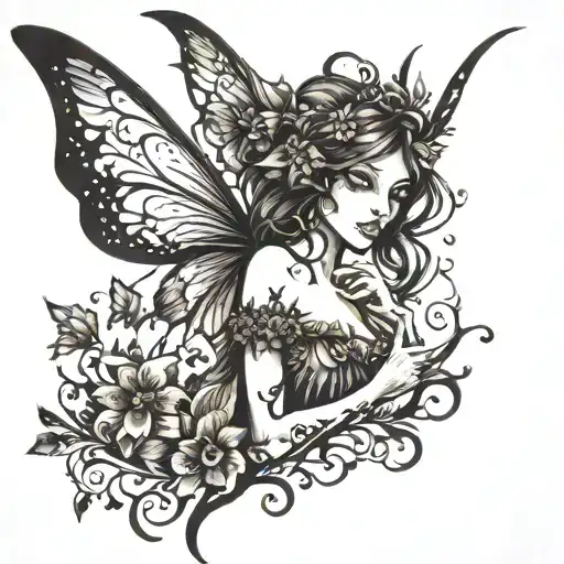 fairy silhouette, pointy ears tattoo design idea