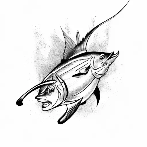 Marlin jumping out of the water tattoo design idea