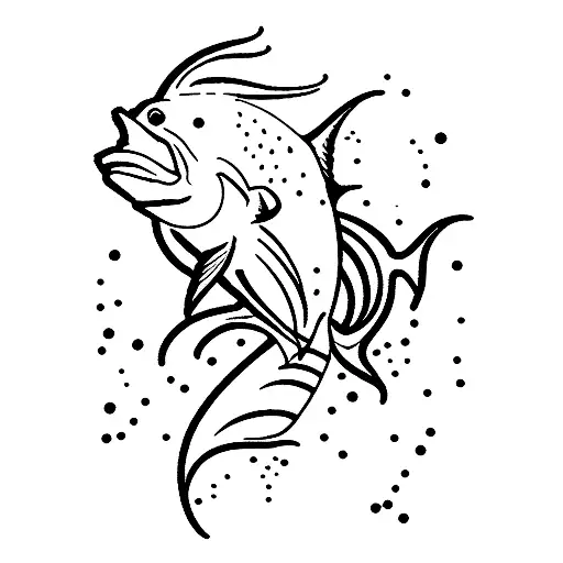 Marlin jumping out of the water tattoo design idea