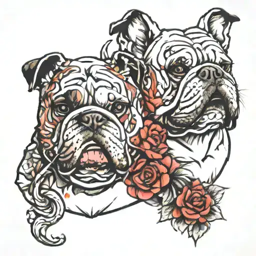 alaska and bulldog head tattoo design idea