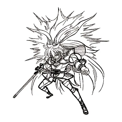 Combine elements from your favorite manga, animé, and video games into a unique character design tattoo design idea