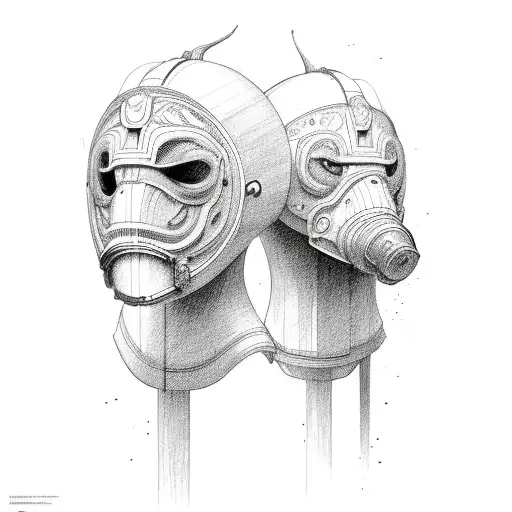 double face mask tattoo design idea