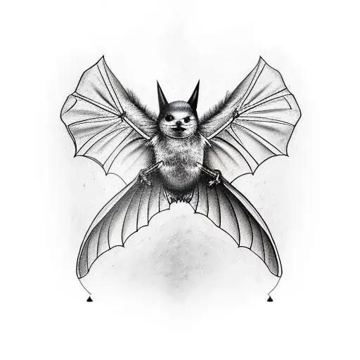 flying bat tattoo design idea