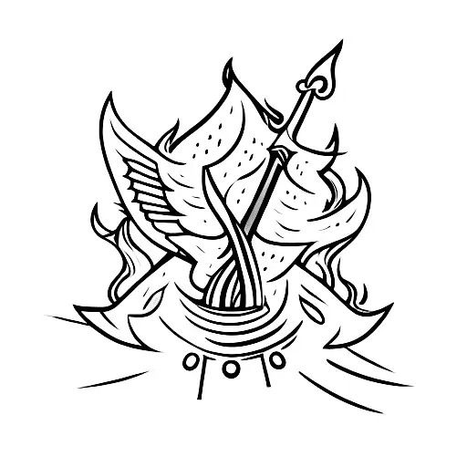 Bonfire with sword in it tattoo design idea