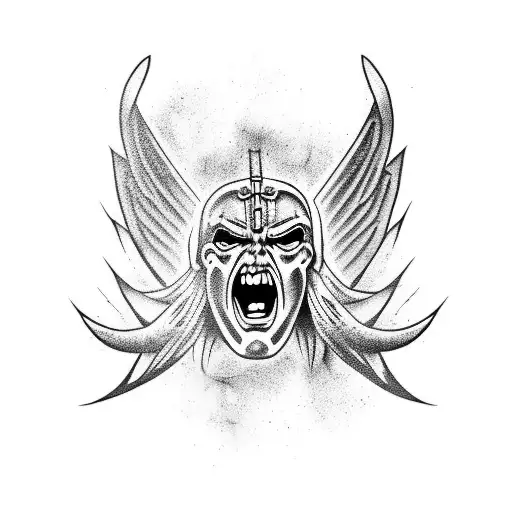 angel fighting demon tattoo design idea