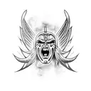 angel fighting demon tattoo design idea