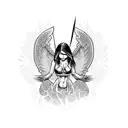 angel fighting demon tattoo design idea