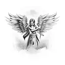 angel fighting demon tattoo design idea