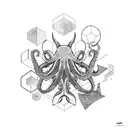 geometric octopus, hexagon, polygon tattoo design idea