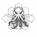 geometric octopus, hexagon, polygon tattoo design idea