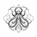 geometric octopus, hexagon, polygon tattoo design idea