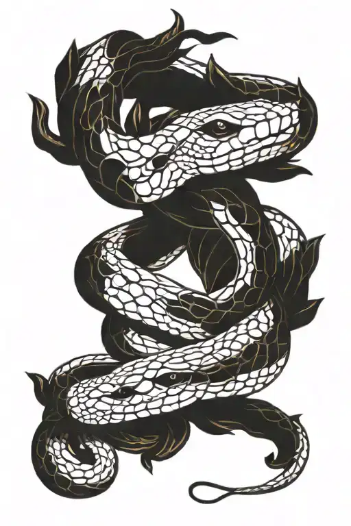 copperhead snake coiled branch tattoo design idea