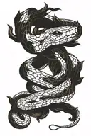 copperhead snake coiled branch tattoo design idea