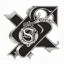 overlapping letters S D C tattoo design idea