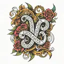 overlapping letters SDC tattoo design idea