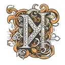 overlapping letters SDC tattoo design idea