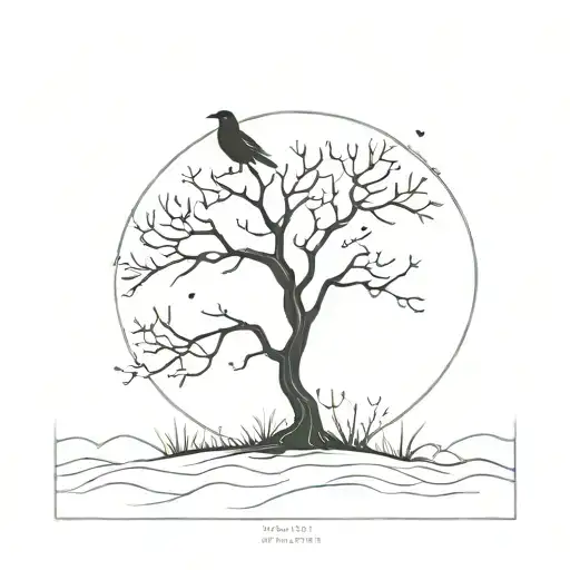 i want a tattoo of the poison tree with some crows sprinkled in with a moon at the top tattoo design idea