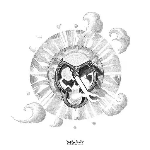 bible quote with clouds and sun tattoo design idea