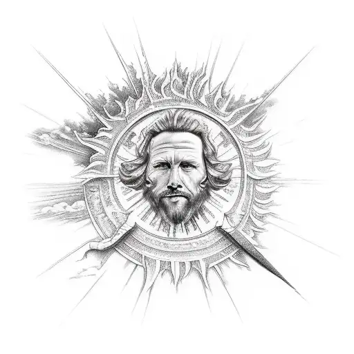 bible verse with clouds and sun tattoo design idea