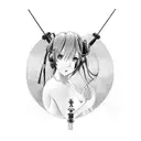 Hatsune miku desnuda con cuernos, blanco y negro  tattoo design idea