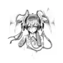 hatsune miku nude with horns in cybersigilism style sybersigilism tattoo design idea