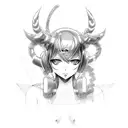 hatsune miku nude with horns in cybersigilism style sybersigilism tattoo design idea