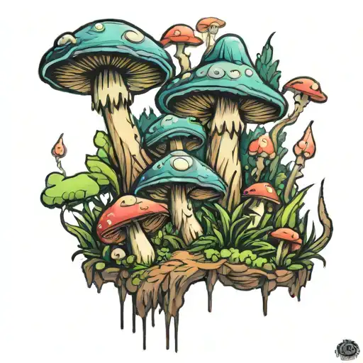 Mario mushroom forest   tattoo design idea