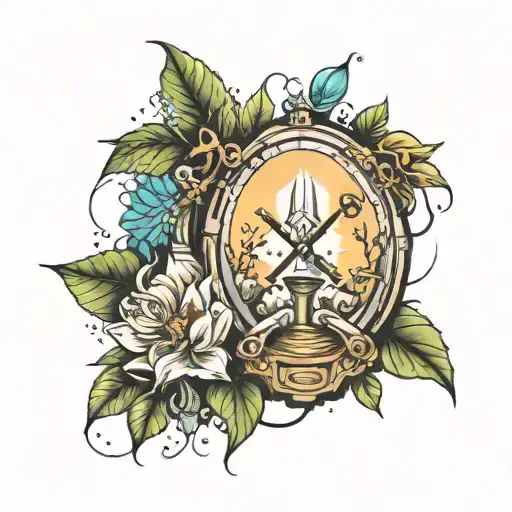 nature with technology and power and never give up tattoo design idea