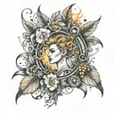 nature with technology and power and never give up tattoo design idea
