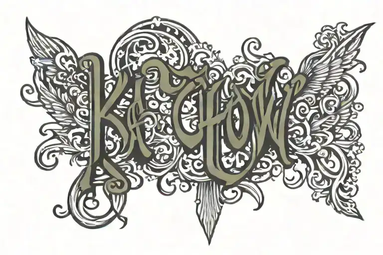ka-chow words in old English   tattoo design idea