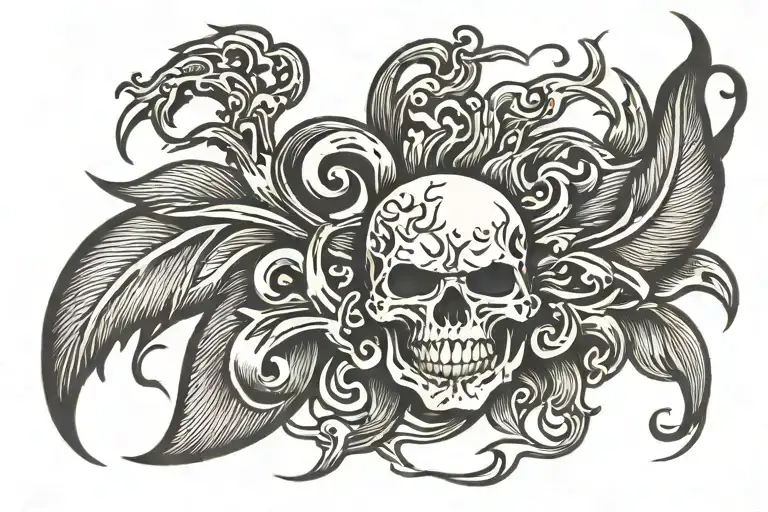 ka-chow with lightning bolt and flames in old English  tattoo design idea