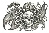 ka-chow with lightning bolt and flames in old English  tattoo design idea