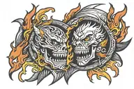 ka-chow with lightning bolt and flames in old English  tattoo design idea