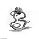 A powerful snake coiled around a barbell with the words 'Strength is Wealth' incorporated tattoo design idea