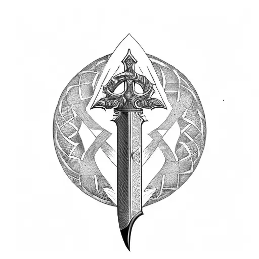 king Arthur sword with ankh tattoo design idea