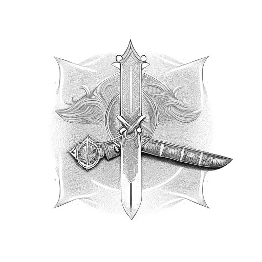 king Arthur sword with ankh tattoo design idea