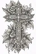 floral cross tattoo design idea