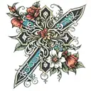 floral cross tattoo design idea