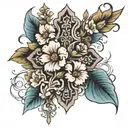 floral cross tattoo design idea