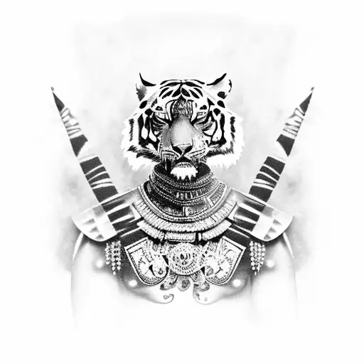 Aztec warrior with tiger tattoo design idea