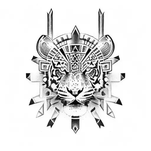 Aztec warrior with tiger headdress  tattoo design idea